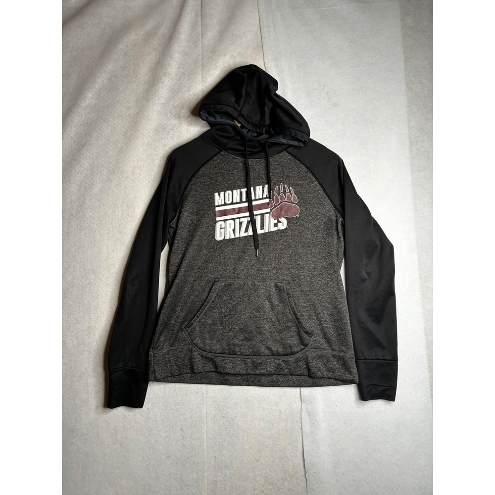 J‎ America Montana Grizzlies Hoodie Charcoal Black Raglan Mens Large NCAA Fleece